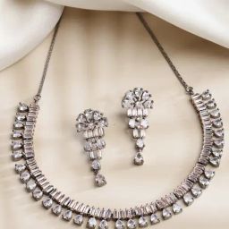 Zeneme Rose Gold Plated AD Studded Jewellery Set-31