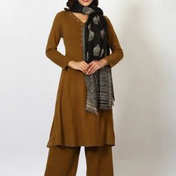 W Black Cotton Blend Printed Shawl-picture-18