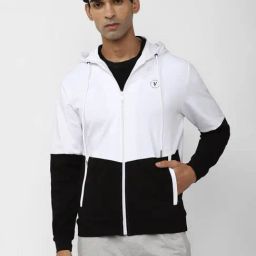 Van Heusen Flex White Slim Fit Colour Block Hooded Sweatshirt-image-34