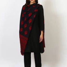 W Blue Cotton Blend Printed Shawl-39