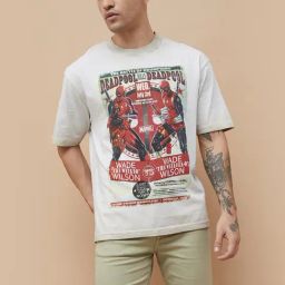 Fame Forever By Lifestyle Beige Loose Fit Printed T-Shirt-image-19