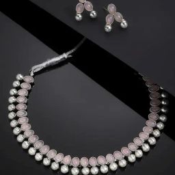 Zeneme Silver Plated CZ Studded Jewellery Set-picture-15