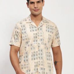 showoffff Showoff Beige Cotton Relaxed Fit Printed Shirt-picture-34