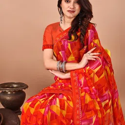 LeeliPeeri Designer Sequinned Poly Georgette Saree image 3