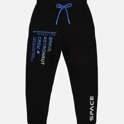 Plum Tree Boys Black Cotton Printed NA Trouser-image-1