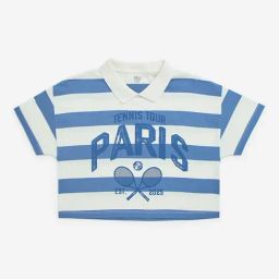 Y&F Kids by Westside Blue Stripe Printed Cotton Crop T-Shirt-picture-17