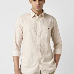 Van Heusen Beige Slim Fit Textured Casual Shirt-image-67