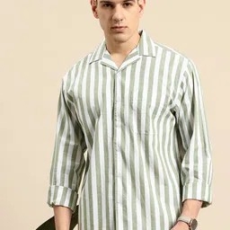 Mast & Harbour Men Pure Cotton Striped Casual Shirt-picture-12