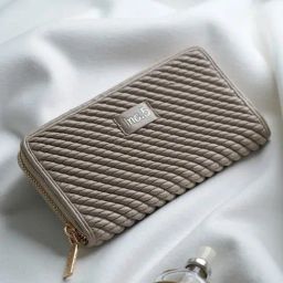 Inc.5 Beige Textured Zip Around Wallet For Women-35