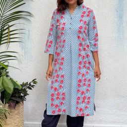 Chidiyaa Noorani Block Printed Cotton Kurta-picture-23