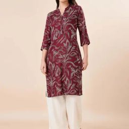 Rangmanch by Pantaloons Maroon Printed Straight Kurta-picture-38