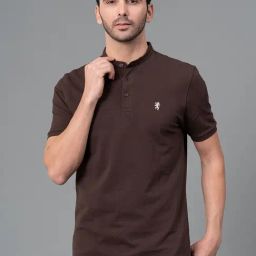 Red Tape Dark Brown Cotton Regular Fit Henley T-Shirt-image-23