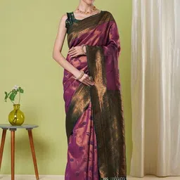 KAYOMMI Women Woven Design Zari Banarasi Saree-image-72