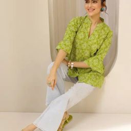 Libas Green Regular Fit Printed Kurtis image 5