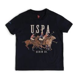 US Polo Kids Boys Blue Cotton Printed T-Shirt-picture-41
