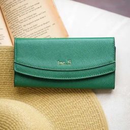 Inc.5 Green Solid Tri-Fold Wallet For Women-25