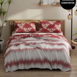 Bianca Classic Feel Blush & Burgundy 152 TC Double Size Bedsheet & Comforter With 2 Pillow Covers-image-78