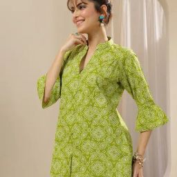 Libas Green Regular Fit Printed Kurtis image 3