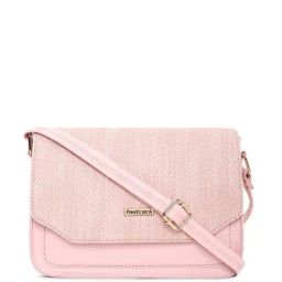 Fastrack Pink Faux Leather Textured Sling Handbag-image-91