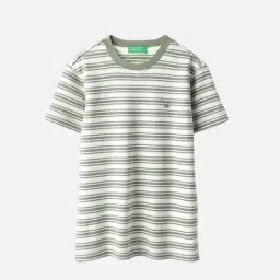 United Colors of Benetton Boys White Cotton Striped T-Shirt-picture-25