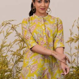 Libas Yellow Regular Fit Printed Kurtis-image-47