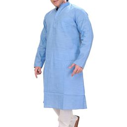 Exotic India Men Solid Linen Kurta with Pyjama-image-22