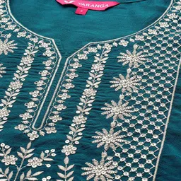 Varanga Ethnic Motifs Embroidered Sequinned Kurta With Trousers & Dupatta image 3