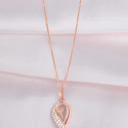 Zavya 925 Silver Dazzling Charm Rose Gold Plated Pendant with Chain for Women-image-28