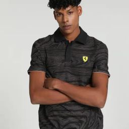 Puma Scuderia Ferrari Race Motorsport Black Cotton Regular Fit Printed Sports Polos-image-8
