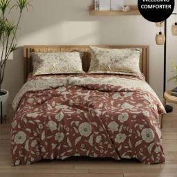 Bianca Classic Feel Wildrose 152 TC 120 GSM Double Size Bedsheet & Comforter With 2 Pillow Covers-image-82