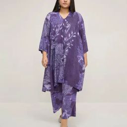 Diza by Westside Purple Botanical Printed A-Line Kurta-picture-22