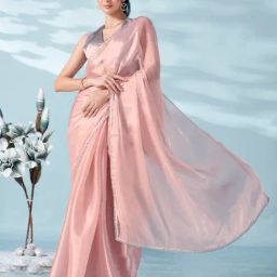 Tikhi Imli Peach Solid Saree with Unstitched Blouse-picture-47