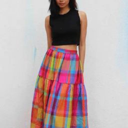Chidiyaa Multicolored Rainbow Cafe Feodora Handwoven Cotton Skirt-picture-29