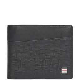 TOMMY HILFIGER Lomond Black Leather Textured Bi-Fold Wallet for Men-image-82