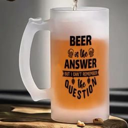 Gathari Printed White Glass Beer Mug-31