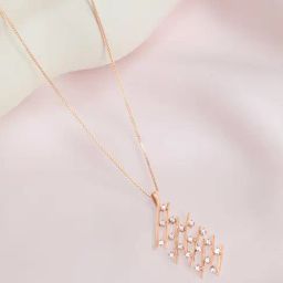 Zavya 925 Silver Modern Geometric Rose Gold Plated CZ Studded Pendant for Women-19
