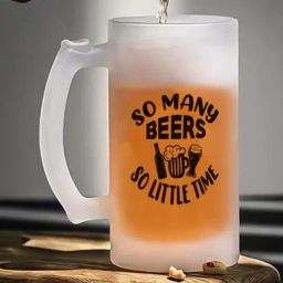 Gathari Printed White Glass Beer Mug-22