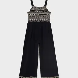 Mango Kids Girls Smocked Embroidered Detail Pure Cotton Sleeveless Basic Jumpsuit-image-29
