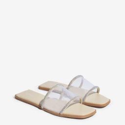 LUNA BLU by Westside Ivory Diamante Embellished Mesh Slides-image-29