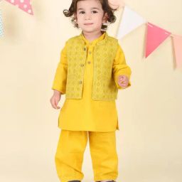 Fabindia Boys Yellow Printed Kurta Set-picture-28