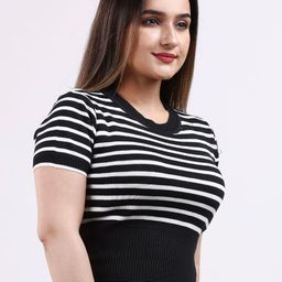 FEVERFEW Women Striped Fitted Cotton Crop Top-picture-39