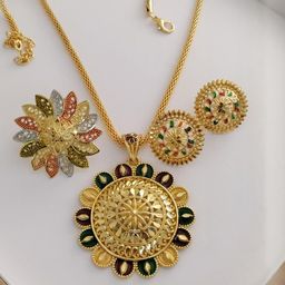 niva fashion Gold-Plated Brass Pendant & Earrings-image-55
