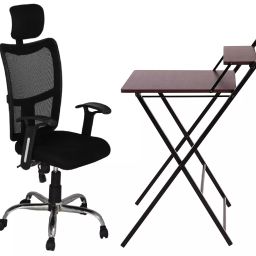 Stolica Multi Purpose Adjustable Portable Laptop/ Study Table with Bravo Black High Back Executive Office Chair work from home setup-10