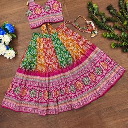 BAESD Girls Printed Mukaish Foil Print Ready to Wear Lehenga & Blouse With Dupatta-picture-45