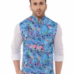 Hangup Men Printed Nehru Jacket-image-95