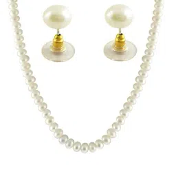 Sri Jagdamba Pearls Golden & Silver Alloy Necklace Set-image-67