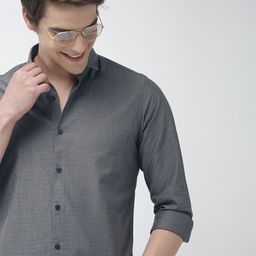 Mast & Harbour Men Charcoal Grey Slim Fit Solid Casual Sustainable Shirt-image-37