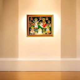 SUNINOW Gold-Toned Vishnu Laxmi With Aasht Laxmi Ganesh Saraswati Wooden Photo Frame image 3