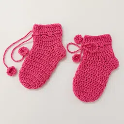 Little Peas Pair Of Solid Handmade Knitted Woollen Socks - Dark Pink-picture-43