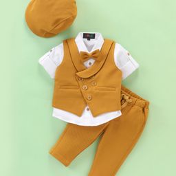 Robo Fry Cotton Lycra Full Sleeves 3 Piece Party Suit - Yellow-image-74